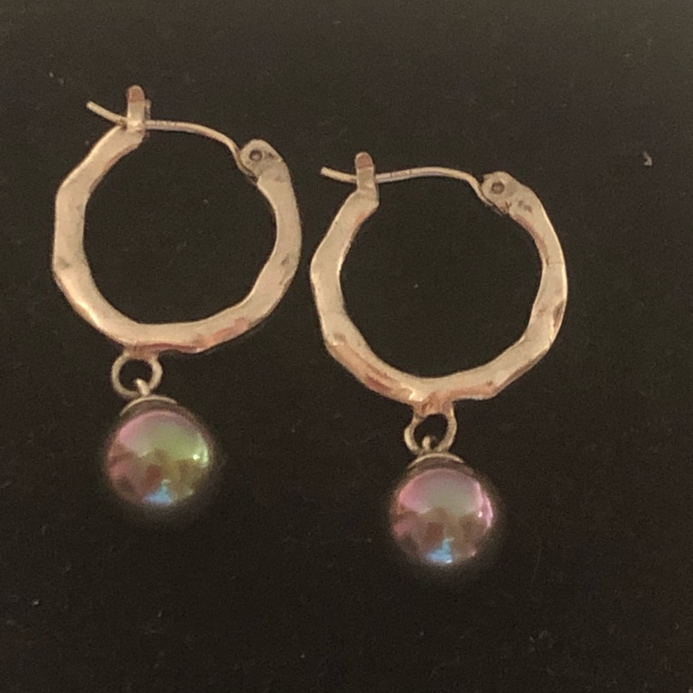14K White Gold Black Pearl Earrings - Picture 3 of 6
